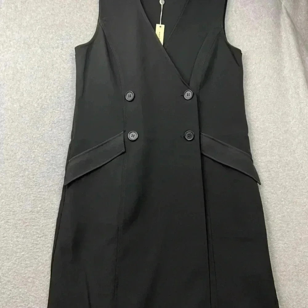 Max Studio Suit Sleeveless Dress Women SZ L Career Preppy Office Double Breast.
